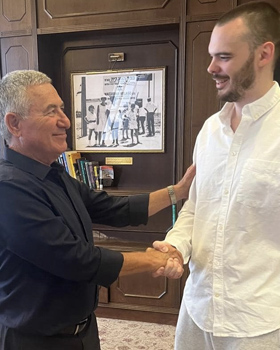 Rescued Hostage Andrey Kozlov Meets With Doron Almog, Jewish Agency Chairman