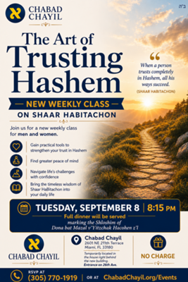 The Art of Trusting Hashem - New Weekly Class on Shaar HaBitachon