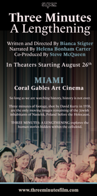 Miami Theatrical Release of ‘Three Minutes – A Lengthening’ – Coral Gables Art Cinema (Aug. 19 – 25th etc.)