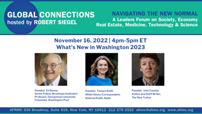 Global Connections with Robert Siegel – What’s New in Washington 2023