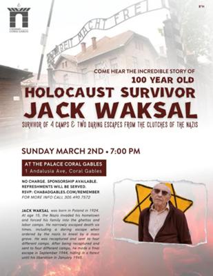 An Evening with Holocaust Survivor Jack Waksal